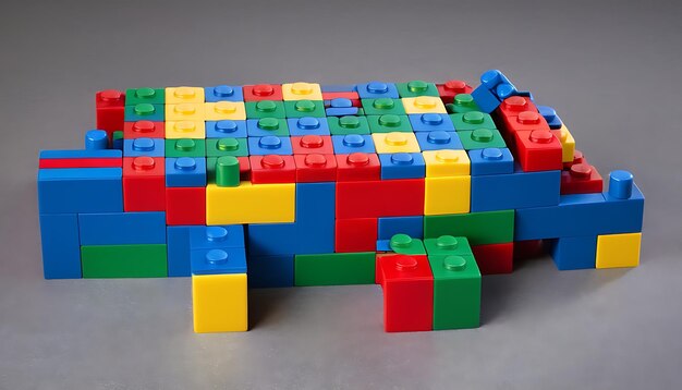 Photo a lego block made by legos has a square of blocks on the bottom