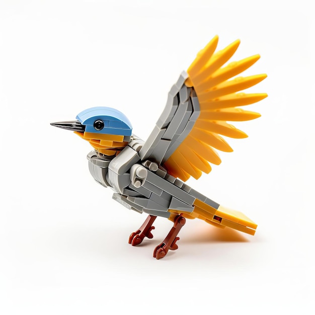 Lego Built Flying Bird Toy On White Background