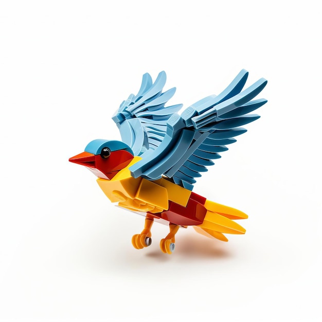 Lego Built Flying Bird Toy On White Background