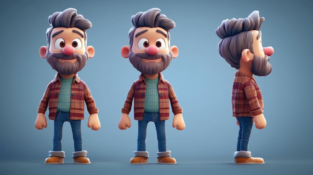 Photo a lego character with a beard and mustache is wearing a plaid jacket