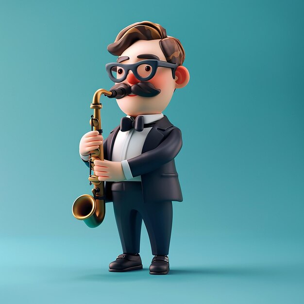 a lego figure of a man playing a saxophone