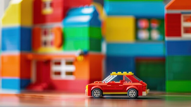 Photo lego house with a miniature car parked in front