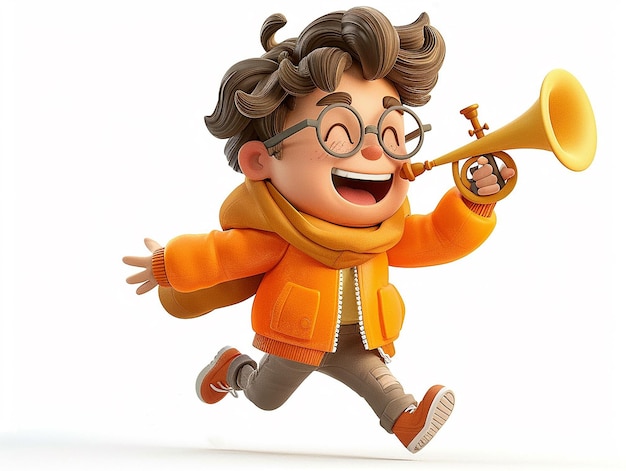 Photo a lego man with glasses and a trumpet in his hand