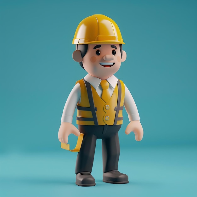 a lego man with a yellow hard hat and vest