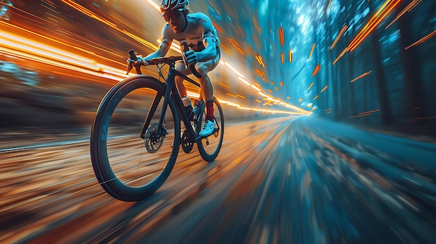 Legs of a track cycling cyclist at a bicycle racing competition with blur from speed of the cycle