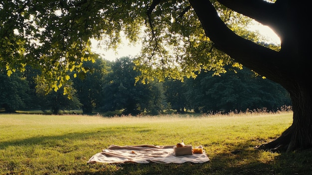 A leisurely afternoon spent on a picnic with a blanket