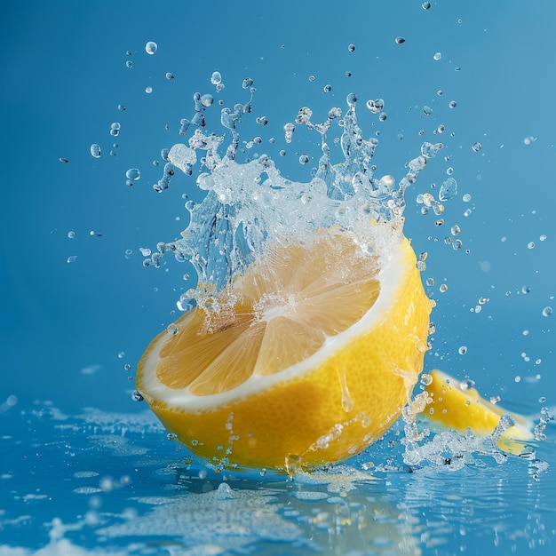 Lemon as a metaphor isolated on blue