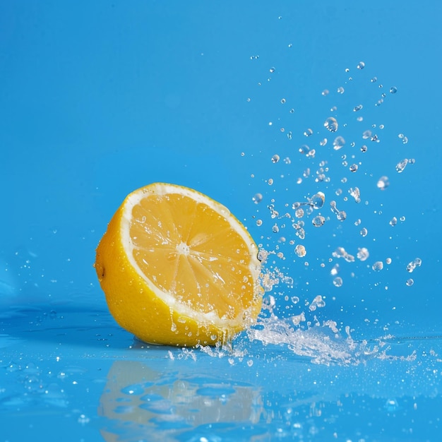 Lemon as a metaphor isolated on blue