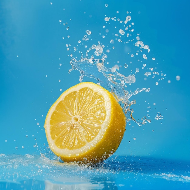 Lemon as a metaphor isolated on blue