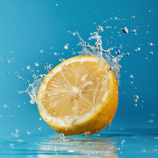 Lemon as a metaphor isolated on blue