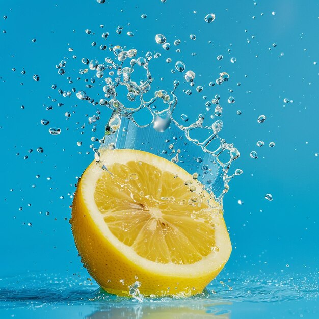 Lemon as a metaphor isolated on blue