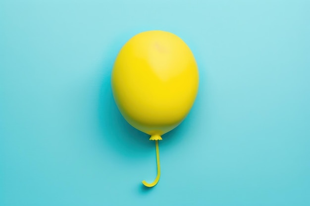 Lemon balloon on bright blue background Minimal summer fun concept