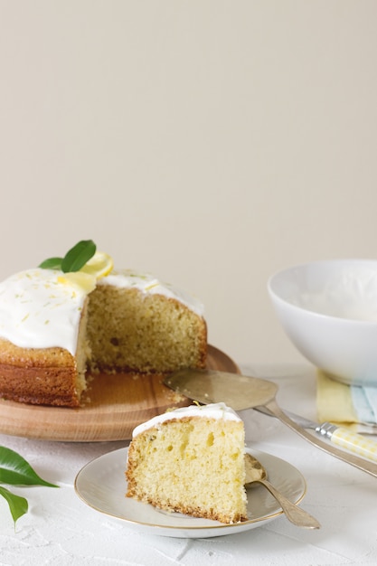 Lemon cake with whipped cream.