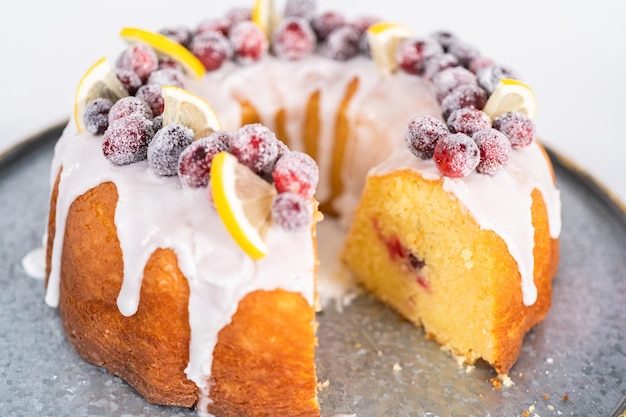 Lemon cranberry bundt cake