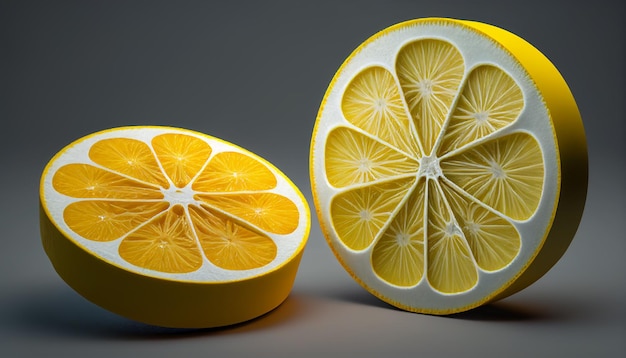 A lemon cut in half with the center cut in half