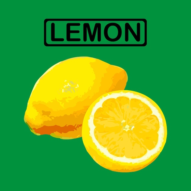 Lemon on a green background Vector