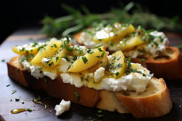 Lemon Herb Goat Cheese Bruschetta delicious Bruschetta food image photography