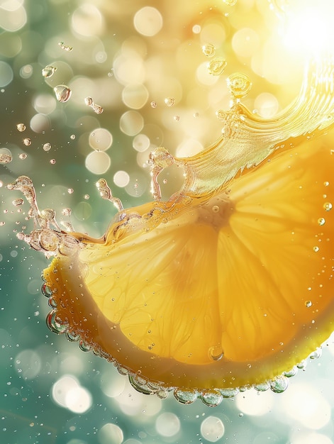 a lemon is being splashed with water