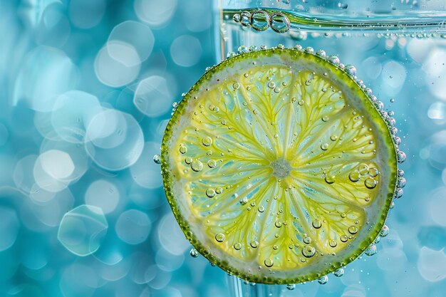 Photo a lemon is in a glass of water with a lime