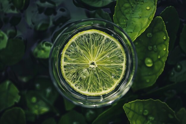 Photo a lemon is in a glass of water with a lime