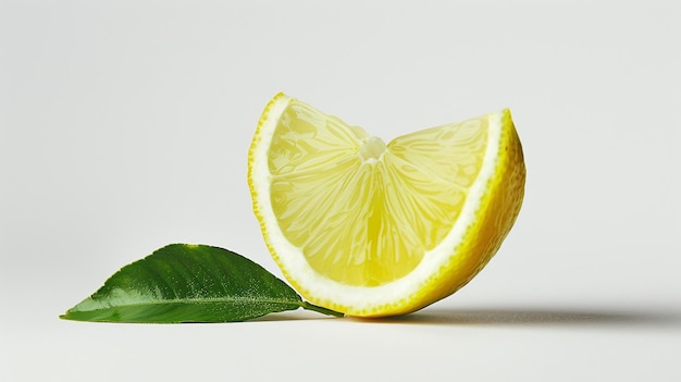 a lemon is on a green leaf