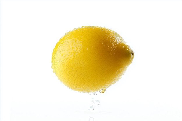 Photo a lemon is in a water droplet with water drops