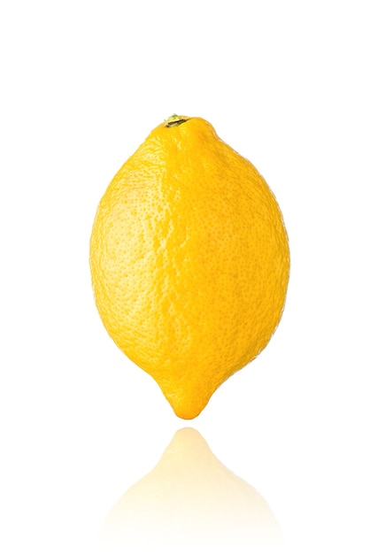 Lemon isolated on white background with drop shadow.