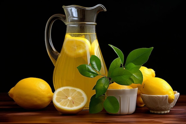 Lemon juice in clear carafe natural cool lemon juice lemon drink splash