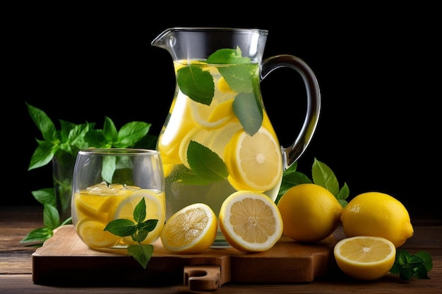 Lemon juice in clear pitcher natural cool lemon juice lemon drink splash