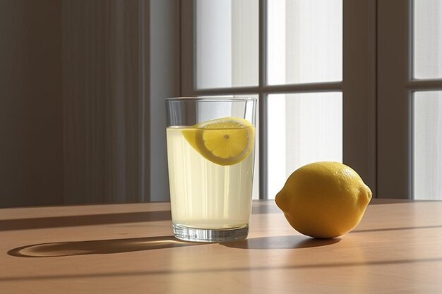 Photo lemon juice in clear tumbler natural cool lemon juice lemon drink splash