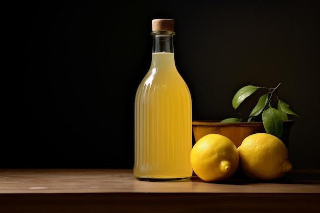 Lemon juice in glass bottle natural cool lemon juice lemon drink splash