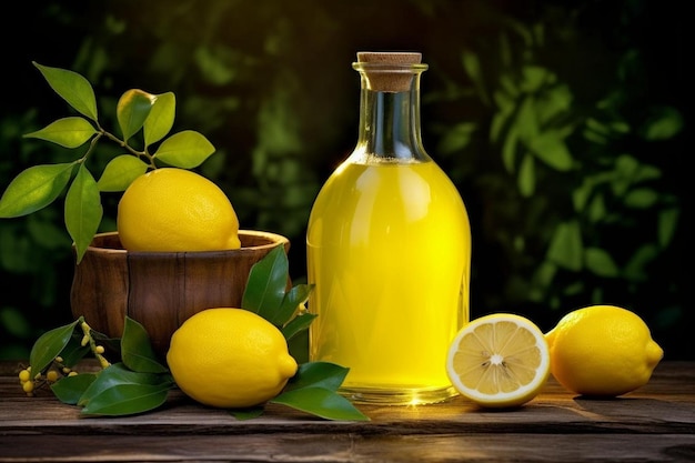 Lemon juice in glass flask natural cool lemon juice lemon drink splash