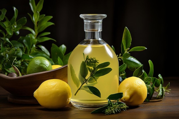 Lemon juice in glass flask natural cool lemon juice lemon drink splash