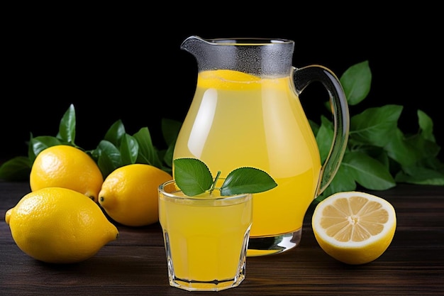 Lemon juice in glass jug natural cool lemon juice lemon drink splash