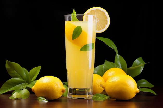 Lemon juice in tall glass natural cool lemon juice lemon drink splash