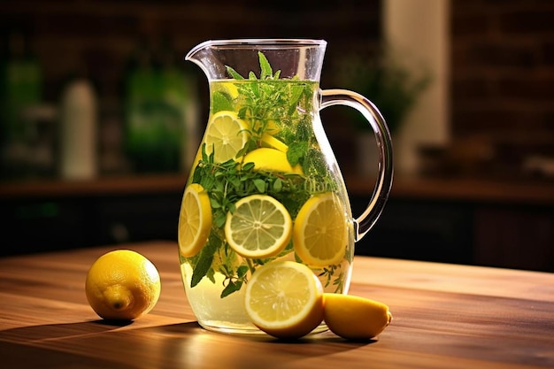 Lemon juice with herb infusion natural cool lemon juice lemon drink splash