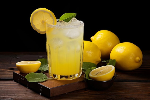 Lemon juice with iced lemon wedge natural cool lemon juice lemon drink splash