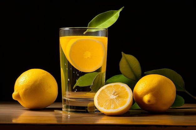 Lemon juice with lemon slice natural cool lemon juice lemon drink splash