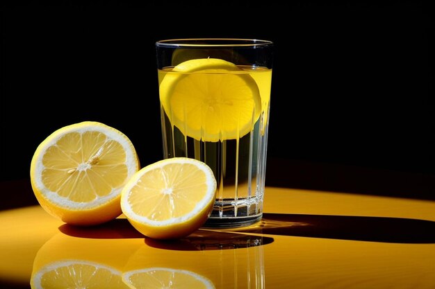 Lemon juice with lemon slice natural cool lemon juice lemon drink splash