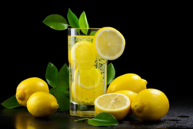 Lemon juice with lemon slice natural cool lemon juice lemon drink splash