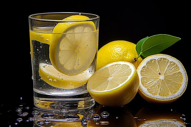 Lemon juice with lemon slice natural cool lemon juice lemon drink splash