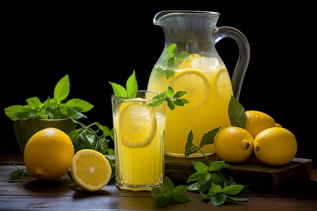 Lemon juice with lemon wedges natural cool lemon juice lemon drink splash