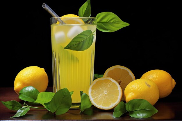 Lemon juice with lemon wedges natural cool lemon juice lemon drink splash