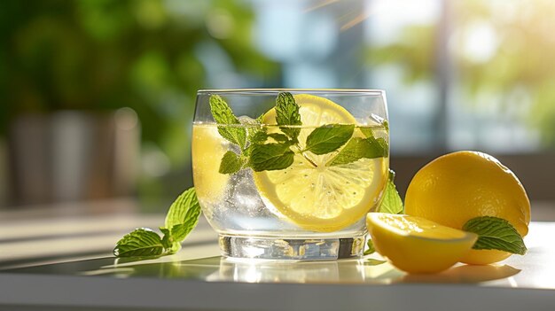 lemon mojito HD 8K wallpaper Stock Photographic Image