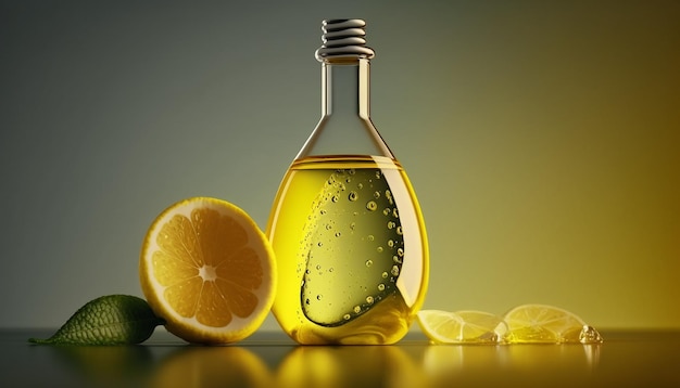 Lemon oil in a transparent jar Generative AI