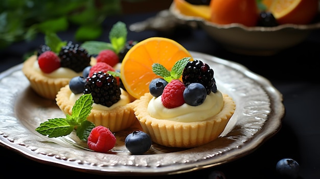 Lemon orange clementine curd custard cream tartlets