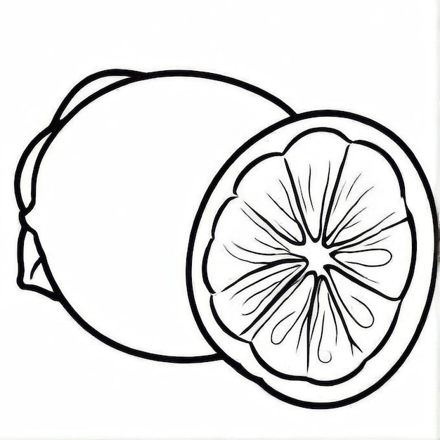 Photo lemon outline black and white coloring book