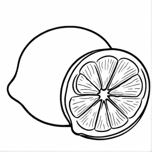 Photo lemon outline black and white coloring book