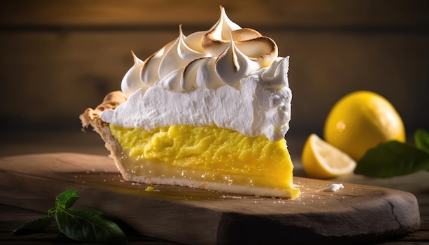 A lemon pie with a lemon meringue crust on top