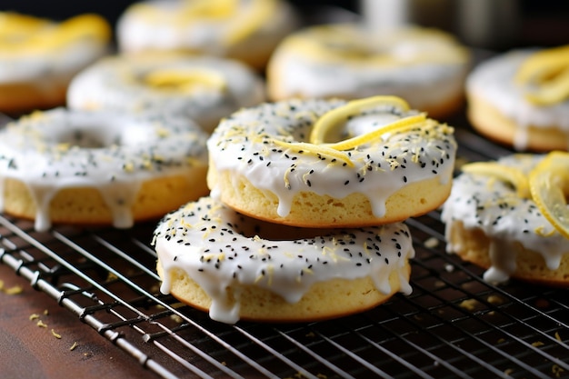 Lemon poppy seed donuts with a light lemon glaze